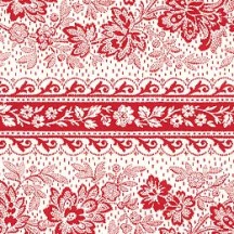Red Floral Jacobean Stripes Italian Paper ~ Tassotti